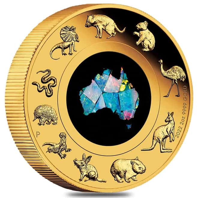 2022 2 oz Proof Gold Great Southern Land Opal Coin Australian Perth Mint (w/Box & COA)