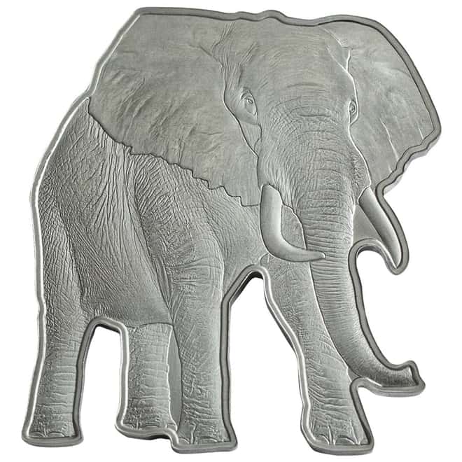 2021 Solomon Islands 1 oz African Elephant Shaped Silver Coin - Animals of Africa .9999 Fine (w/Box & COA)