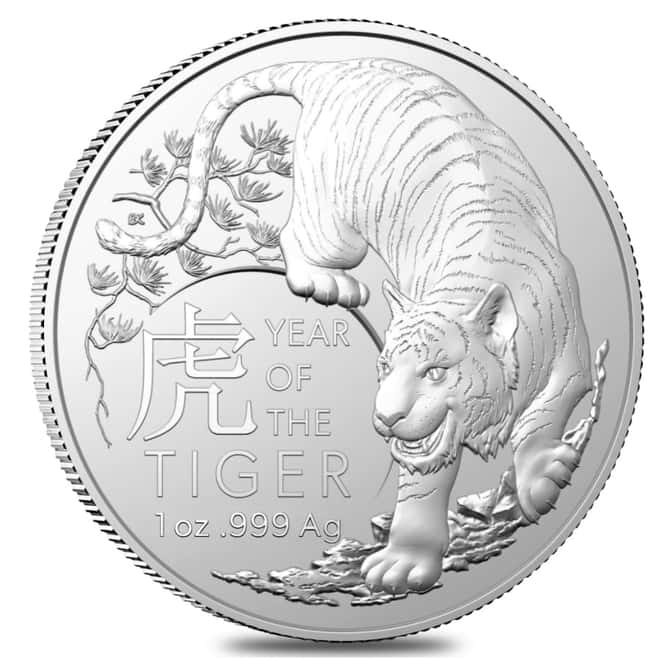 2022 1 oz Silver Lunar Year of the Tiger Coin .999 Fine BU - Royal Australian Mint