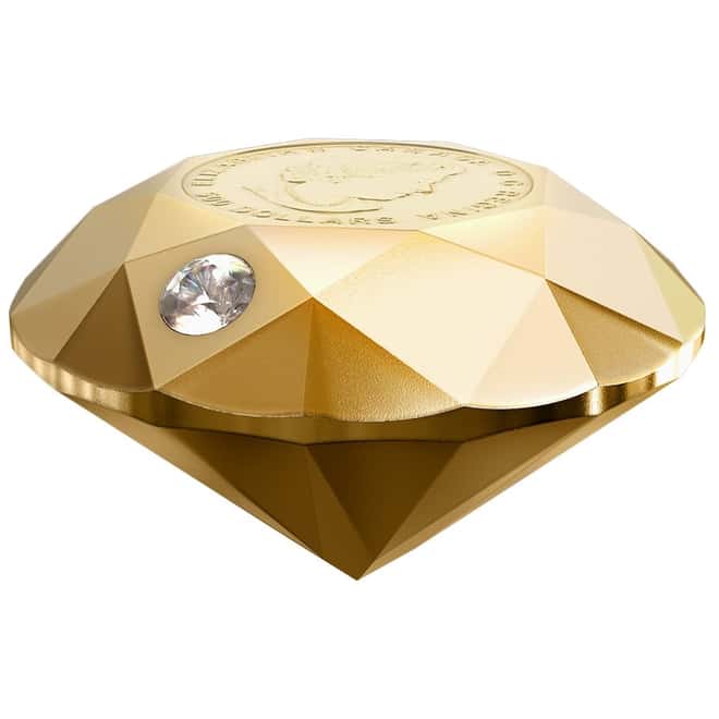 2022 Canada 167.56 gram Gold Diamond Shaped Coin - Forevermark Black Label Round Diamond .9999 Fine (w/Box & COA)