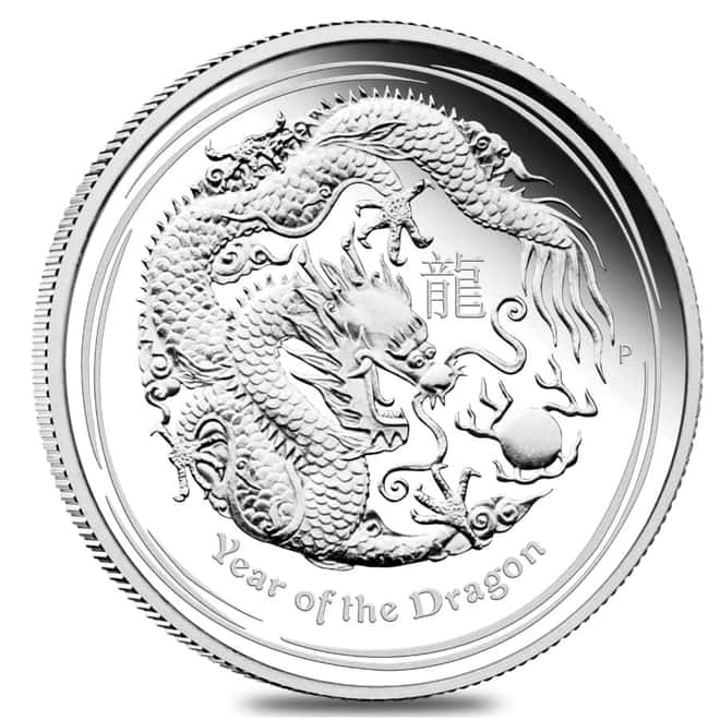 2012 5 oz Proof Silver Lunar Year of The Dragon Australian Perth Mint (w/Box & COA)