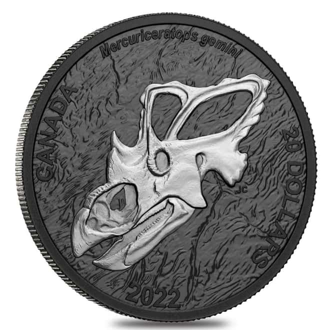 2022 Canada 1 oz Silver Discovering Dinosaurs Mercury's Horned Face Coin .9999 Fine (w/Box & COA)
