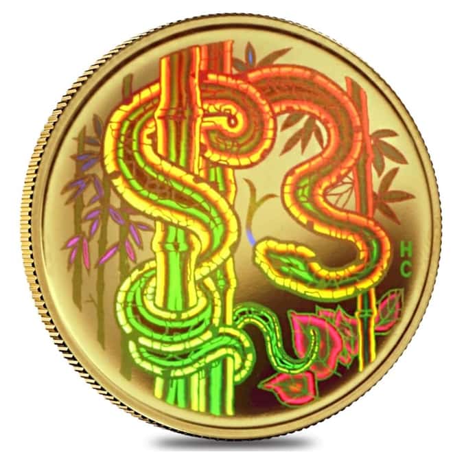 2001 Canada 1/3 oz Lunar Snake Hologram Gold Coin