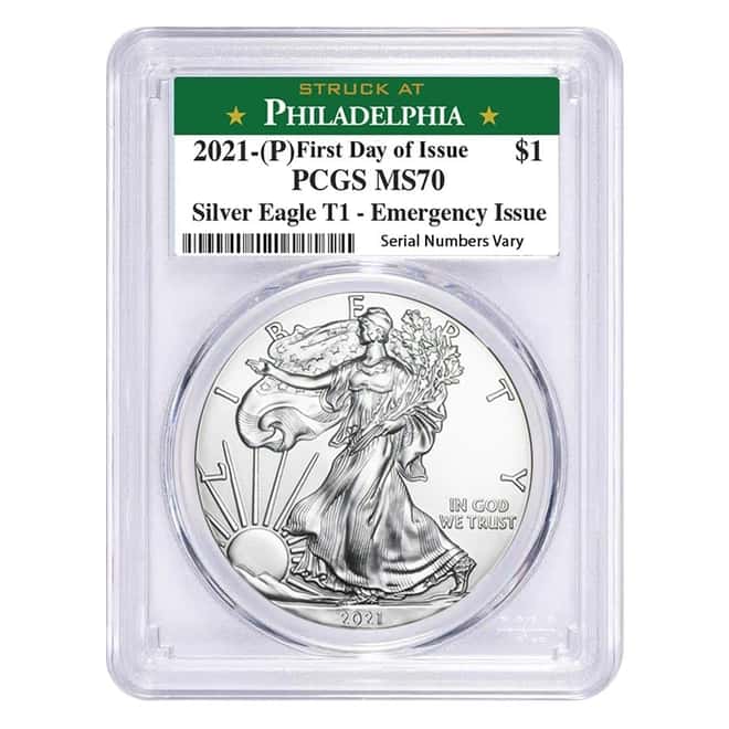 Lot of 20 - 2021 (P) 1 oz Silver American Eagle PCGS MS 70 FDOI (Philadelphia) Emergency Issue