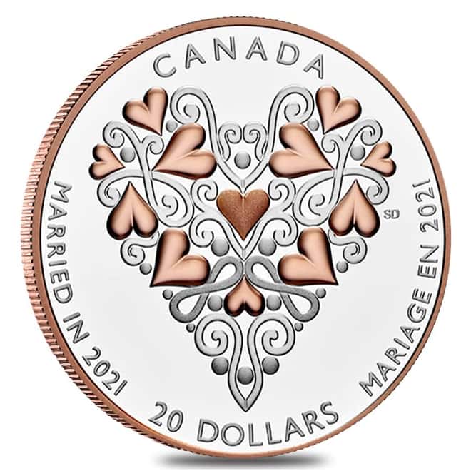 2021 Canada 1 oz Silver Best Wishes On Your Wedding Day Coin .9999 Fine (w/Box & COA)