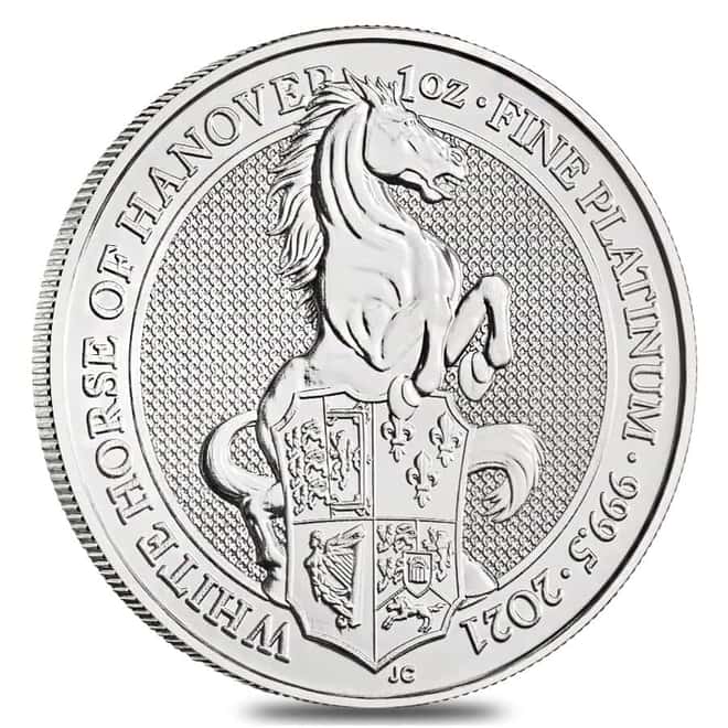 2021 Great Britain 1 oz Platinum Queen's Beasts White Horse of Hanover Coin .9995 Fine BU