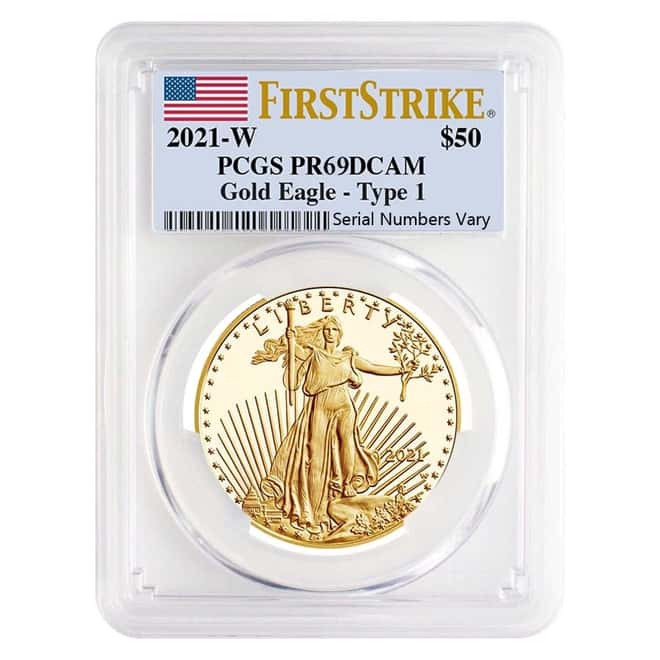 2021-W 1 oz $50 Proof Gold American Eagle PCGS PF 69 DCAM First Strike