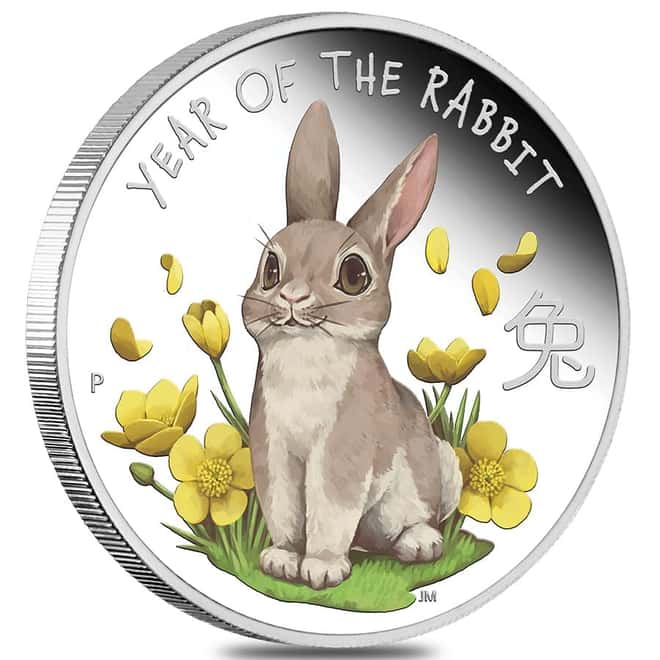 2023 1/2 oz Tuvalu Year of The Rabbit Proof Silver Coin .9999 Fine (w/Box & COA)