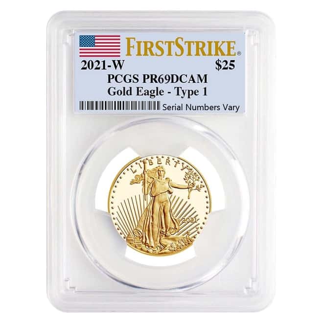 2021-W 1/2 oz $25 Proof Gold American Eagle PCGS PF 69 DCAM First Strike
