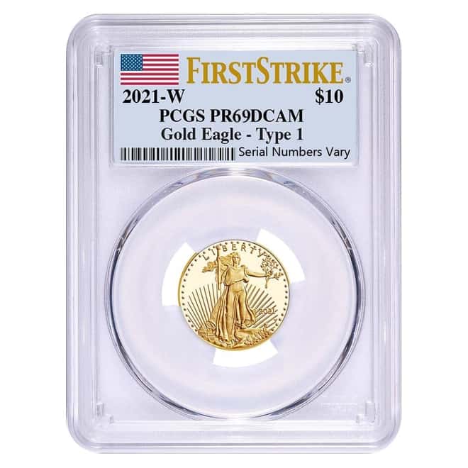 2021-W 1/4 oz $10 Proof Gold American Eagle PCGS PF 69 DCAM First Strike