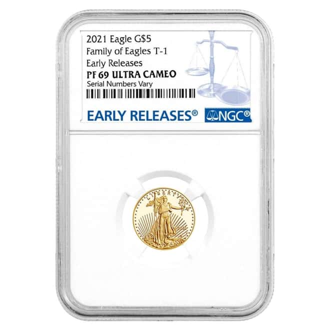 2021-W 1/10 oz $5 Proof Gold American Eagle NGC PF 69 UCAM Early Releases
