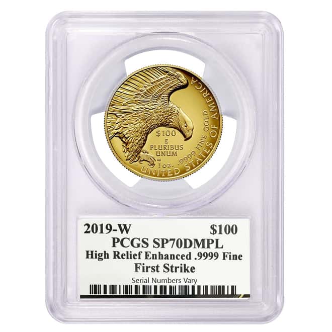 2019 W 1 oz $100 American Liberty High Relief Enhanced Uncirculated Gold Coin PCGS SP 70 DMPL FS (Liberty Label)
