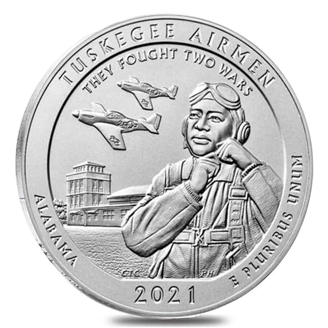 2021-P 5 oz Silver America the Beautiful ATB Alabama Tuskegee Airmen National Historic Site Uncirculated Coin (w/Box & COA)