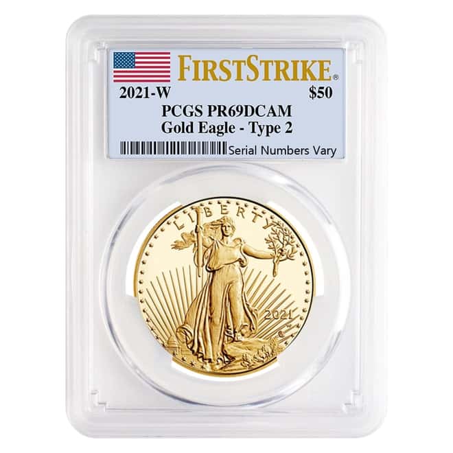 2021-W 1 oz $50 Proof Gold American Eagle Type 2 PCGS PF 69 FS DCAM