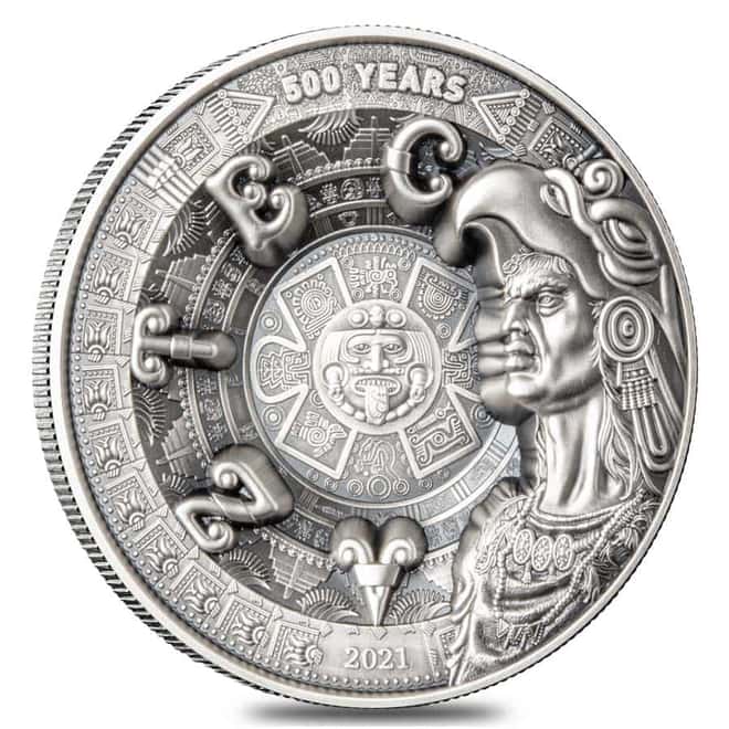2021 1 kilo Silver Aztec Empire Multilayered High Relief Coin Samoa .999 Fine (w/Box & COA)