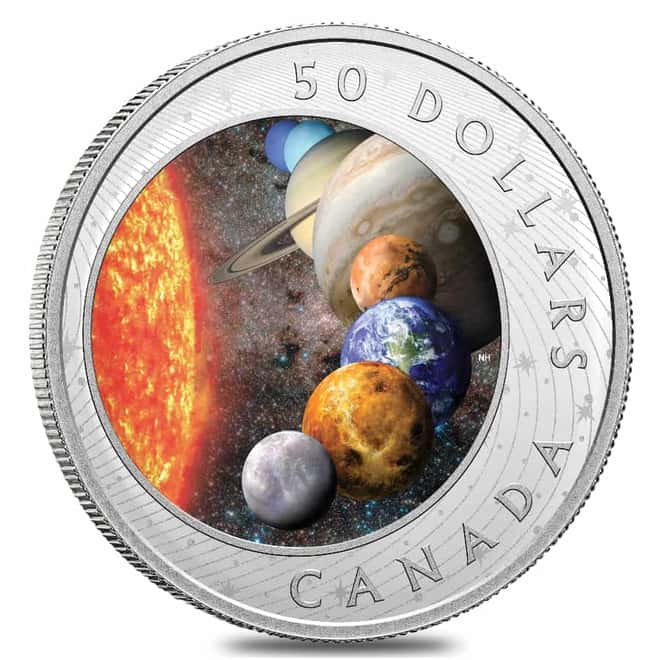 2021 Canada 5 oz The Solar System Colorized Proof Silver Coin .9999 Fine (w/Box & COA)