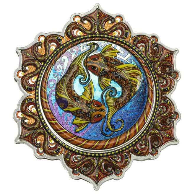 2021 Solomon Islands 2 oz Fish of the 2nd Chakra Colorized Silver Coin .9999 Fine (w/Box & COA)