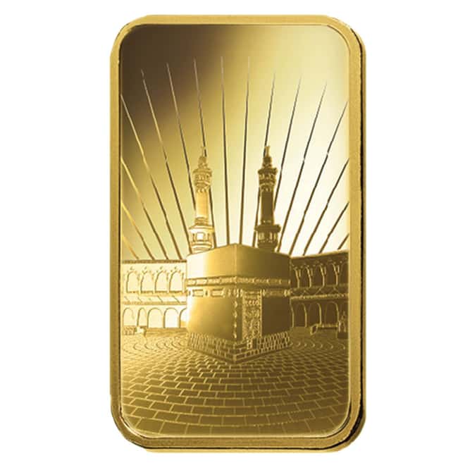 5 gram PAMP Suisse Gold Bar - Ka ´Bah, Mecca (in Assay) .9999 Fine