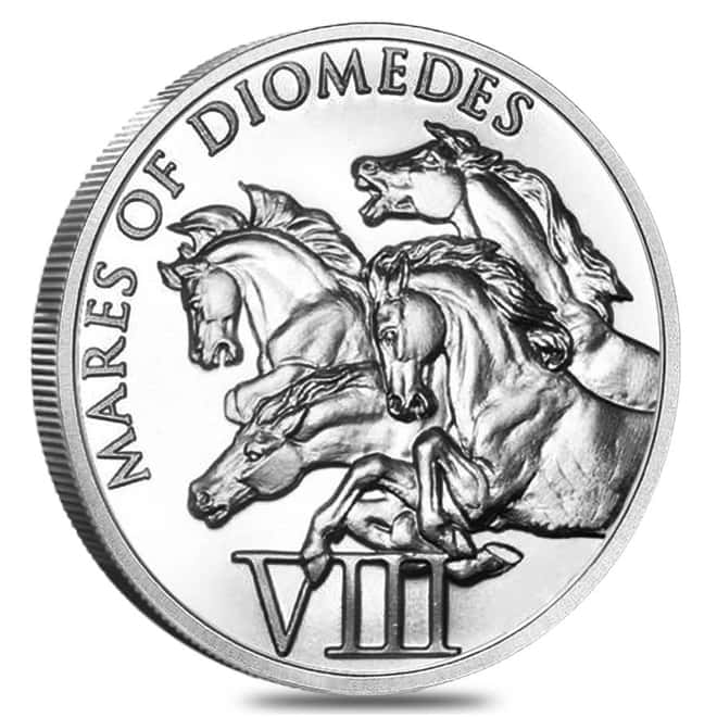 1 oz Hercules Eighth Labor - Mares of Diomedes Silver Round