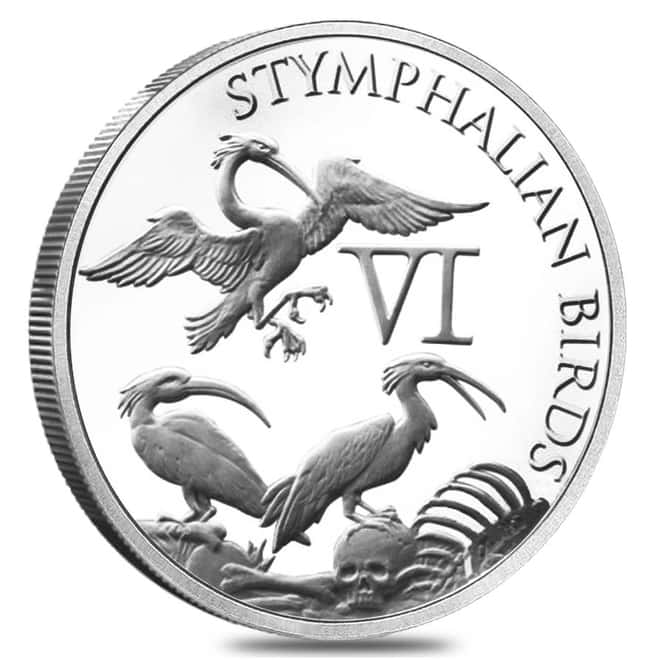 1 oz Hercules Sixth Labor - Stymphalian Birds Silver Round