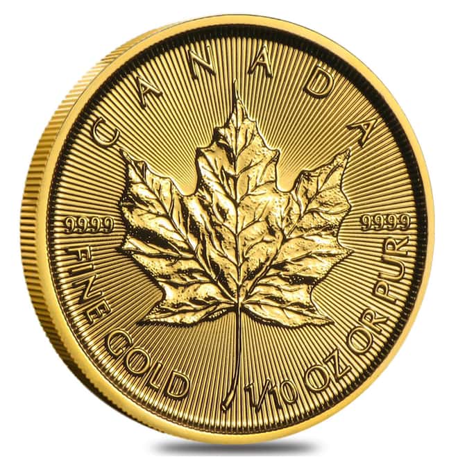 2015 1/10 oz Canadian Gold Maple Leaf .9999 Fine Gold