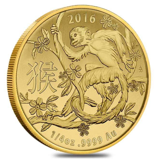 2016 1/4 oz Gold Lunar Year of the Monkey Coin .9999 Fine BU (In Capsule) - Australian Royal Mint