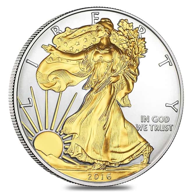 1 oz Silver American Eagle BU Gilded (Random Year)