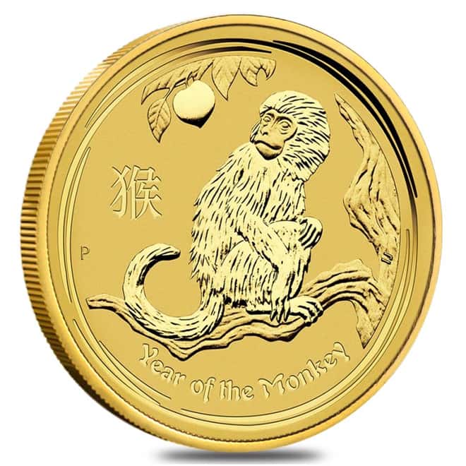 2016 1/4 oz Gold Year of The Monkey BU (In Capsule) - Australia Perth Mint