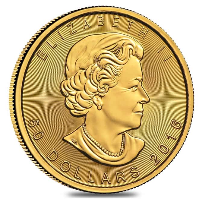 2016 1 oz Canadian Gold Maple Leaf $50 .9999 Fine BU