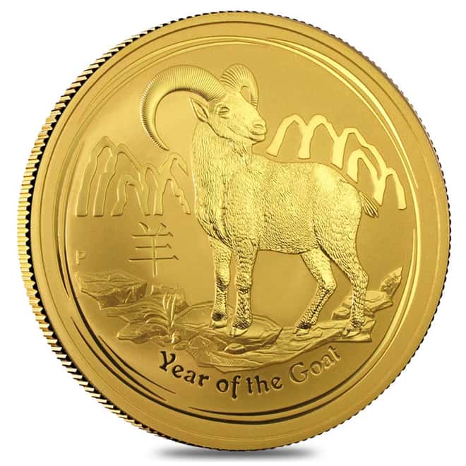 2015 10 oz Gold Lunar Year of the Goat .9999 Fine BU