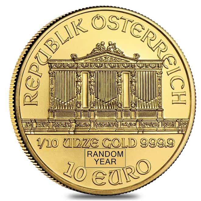 1/10 oz Austrian Gold Philharmonic Coin (Random Year)