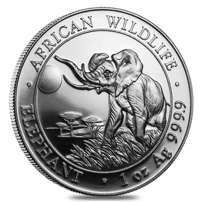 2016 Somalia 1 oz Silver African Elephant BU