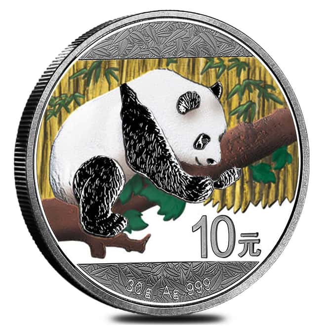 2016 30 gram Chinese Silver Panda 10 Yuan .999 Fine BU In Capsule (Colorized)
