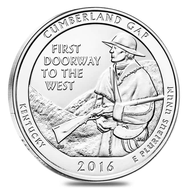 2016 5 oz Silver America the Beautiful ATB Cumberland Gap National Historical Park Coin