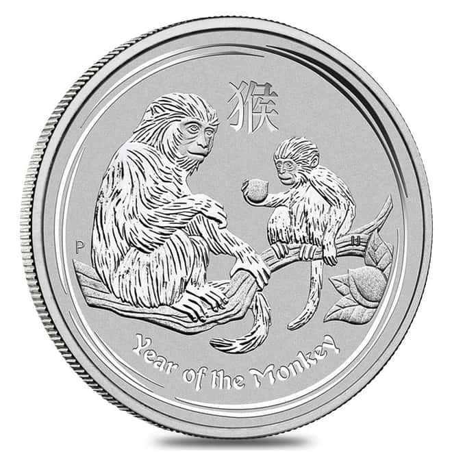 2016 5 oz Silver Lunar Year of The Monkey BU Australian Perth Mint In Capsule