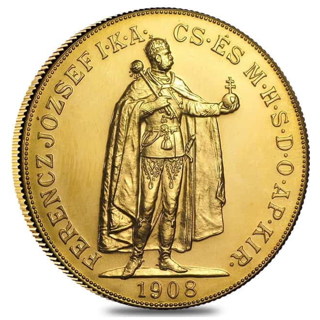 1908 Hungary Gold 100 Korona AU/BU (Restrike)