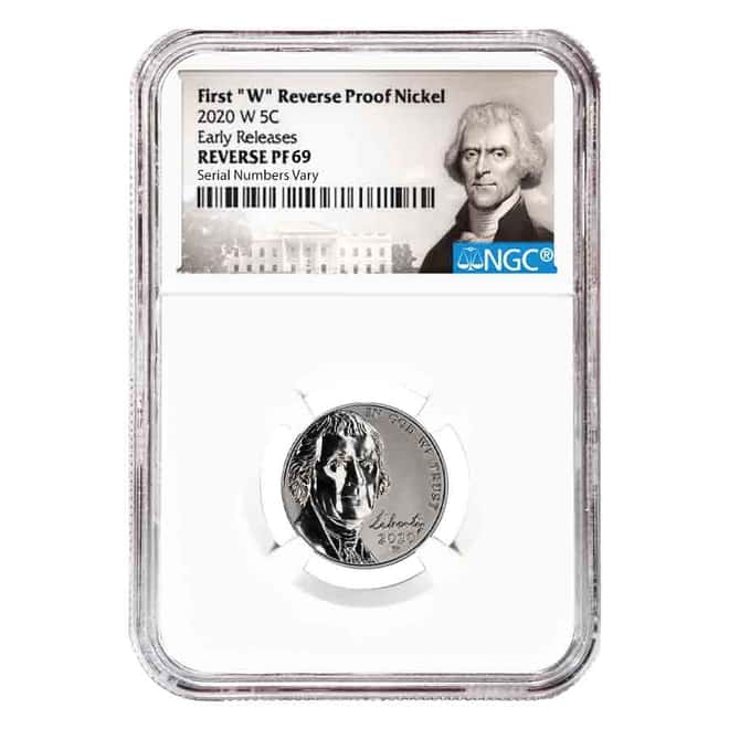 2020-W Reverse Proof Jefferson Nickel NGC PF 69 ER Jefferson Label (w/ 2020-S US Mint Proof Silver Set)