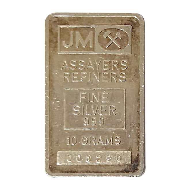 10 gram Johnson Matthey Silver Bar .999 Fine (Secondary Market)