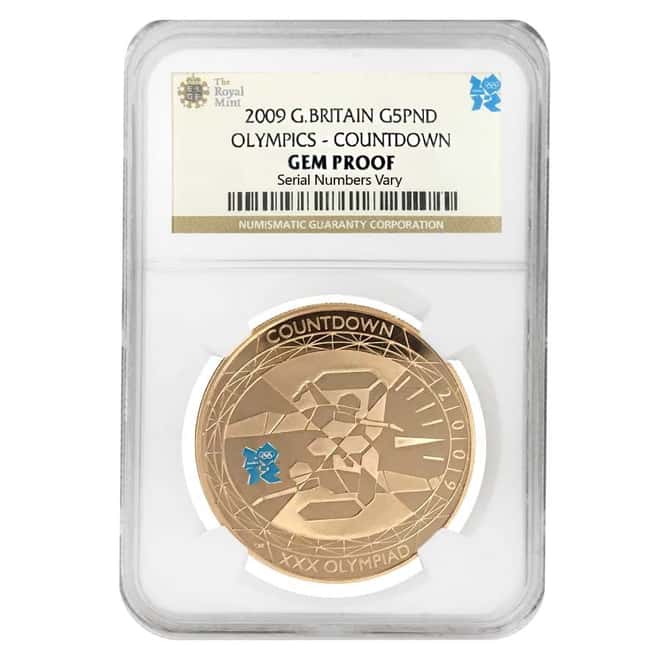 2009 Great Britain Proof Gold 5 Pounds Olympics Countdown NGC Gem Proof