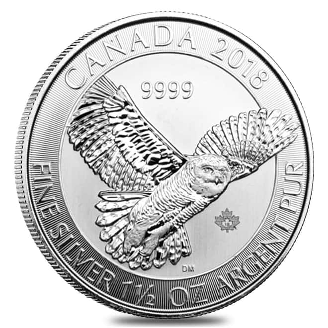 2018 1.5 oz Silver Canadian Snowy Owl $8 Coin .9999 Fine BU