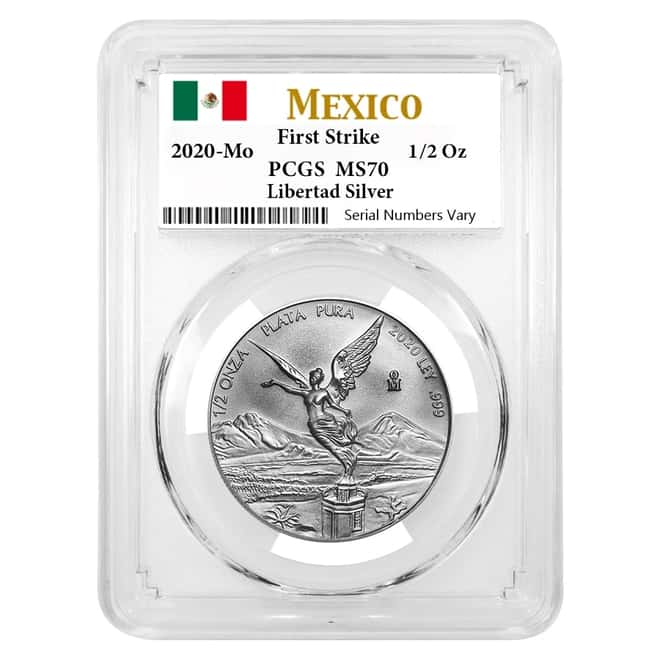 2020 1/2 oz Mexican Silver Libertad Coin PCGS MS 70 FS