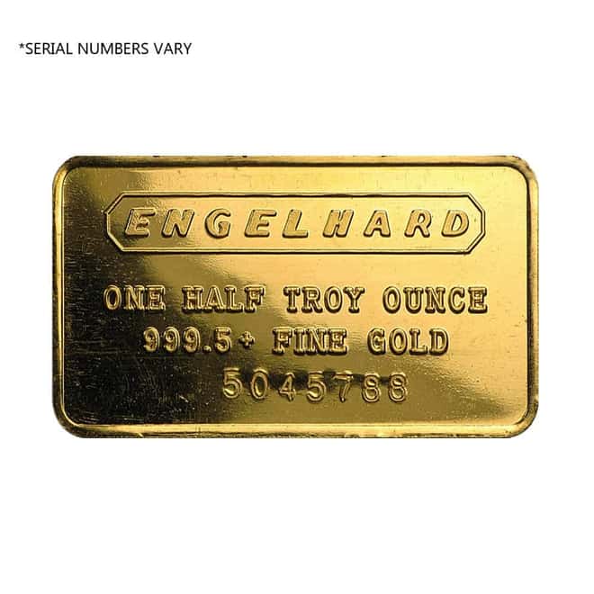 1/2 oz Engelhard Gold Vintage Bar Frosted Back .9995+ Fine (Secondary Market)