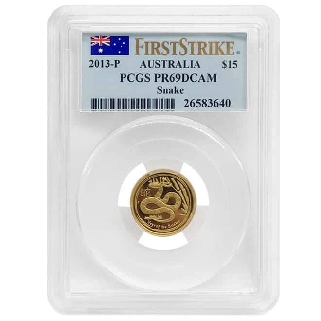 2013 1.35 oz Proof Gold Lunar Year of The Snake Australia Perth Mint 3-Coin Set PCGS PF 69 FS