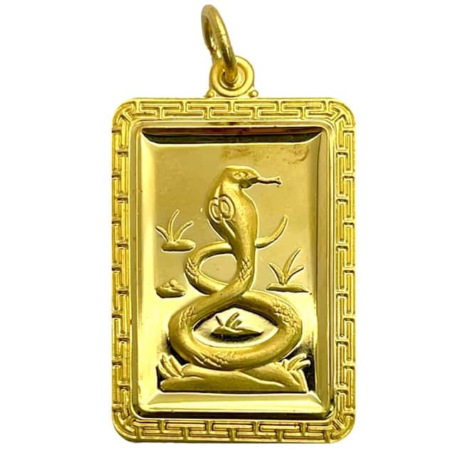 0.44 oz Year of The Snake Gold Bar Pendant .9999 Fine