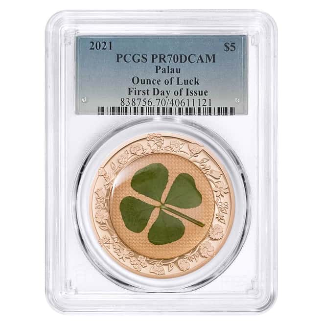 2021 Palau 1 oz Silver Ounce of Luck Four Leaf Clover PCGS PF 70 FD