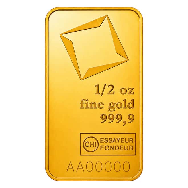 1/2 oz Gold Bar Valcambi Suisse .9999 Fine (in Assay)