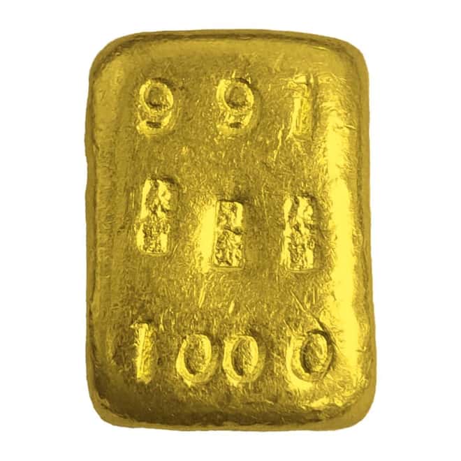 1.1948 oz 1 Tael Chinese Biscuit Gold Bar .991 Fine