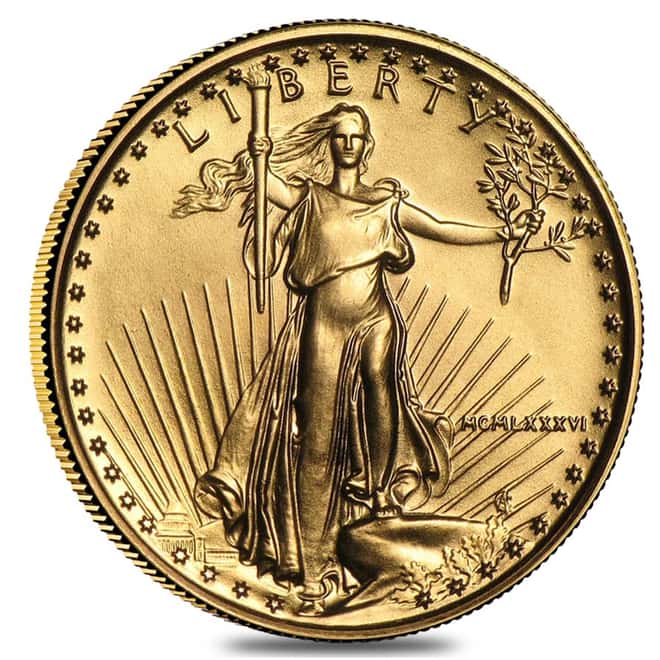 1986 1/4 oz $10 Gold American Eagle First Day of Issue Oct 20 1986 w/Official Mail Stamp
