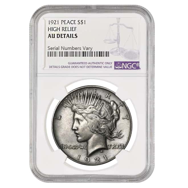 1921 Silver Peace Dollars High Relief NGC AU Details  
