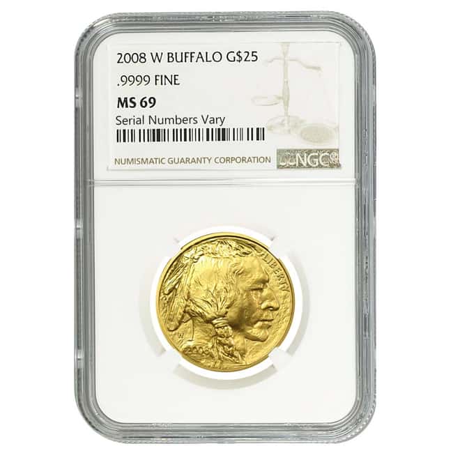 2008-W 1/2 oz $25 Burnished Gold American Buffalo Coin NGC MS 69